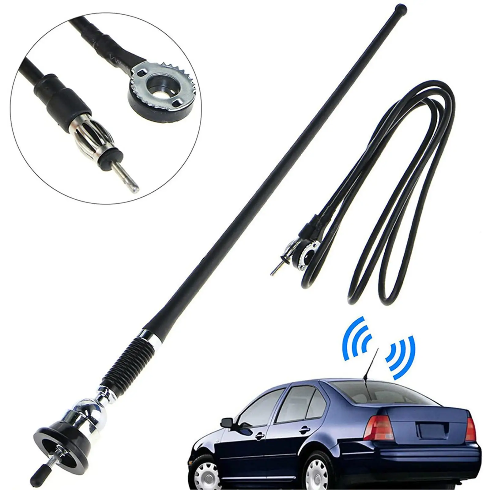 Universal Car Radio Antenna Roof Mast AM 180 Rotation Angle Flexible Mast Auto