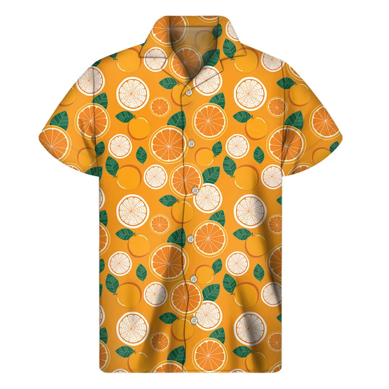 

Summer Tropical Fruit 3D Printed Hawaiian Beach Shirts Casual Short Sleeve Button Lapel Tees Tops Men Vacation Clothes Blouse