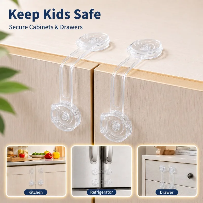 

Clear Long Child Safety Lock Transparent Buckle Latch Anti-open Guard for Baby Drawer Cabinet Fridge Durable Household Protector