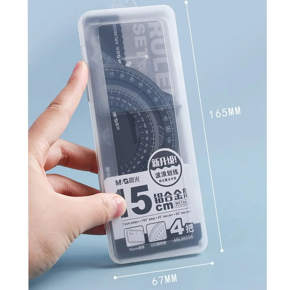 High quality Students Compass Office School Geometry Aluminium Ruler Set Metal Rulers Drafting Supplies Examination Stationery