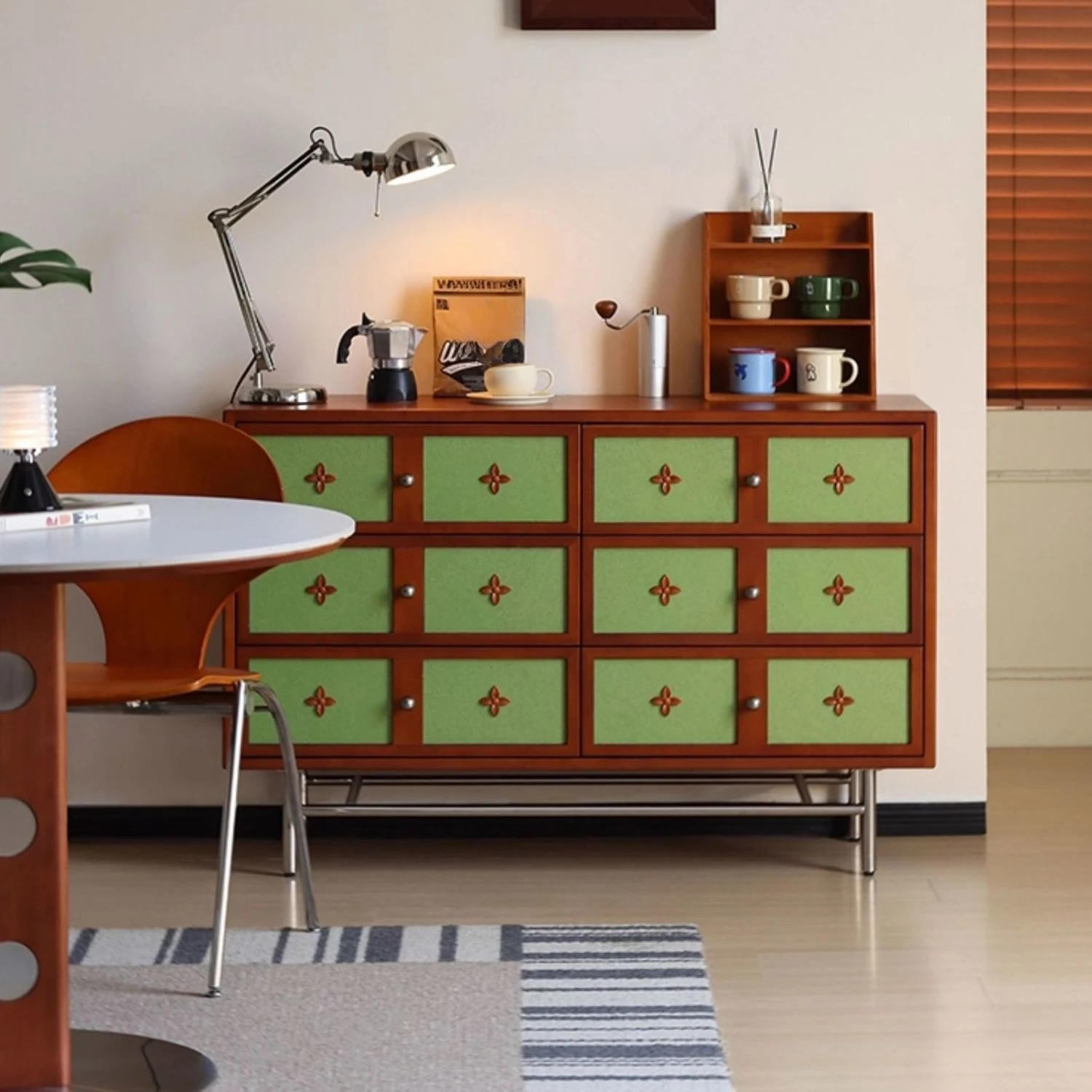 Medieval solid wood six-chest cabinet living room bedroom storage French retro creative storage bedside cabinet master