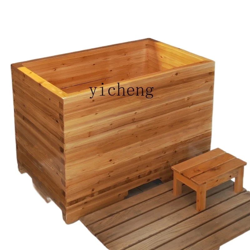 ZK Wooden Bathtub Bubble Barrel Deep Small Apartment Home Sitting Independent Adult Bath Bath Bucket