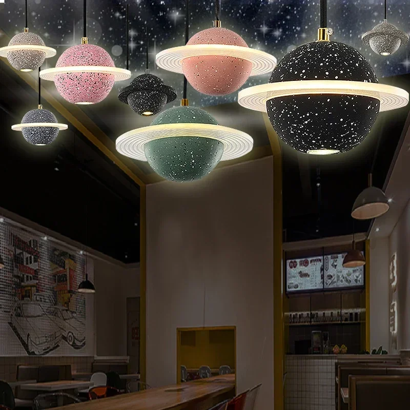 Planet Chandelier Shop Commercial Industrial Wind Restaurant Bar Stairs Moon Light   Bedroom Bedside Small