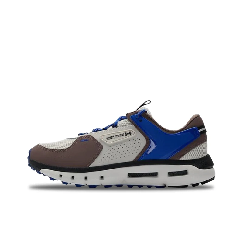 Under Armour Summit Trek White Blue Brown Premium Two-Tone Lightweight Low-Top Lace-Up Running Men Shoe 3028345-110