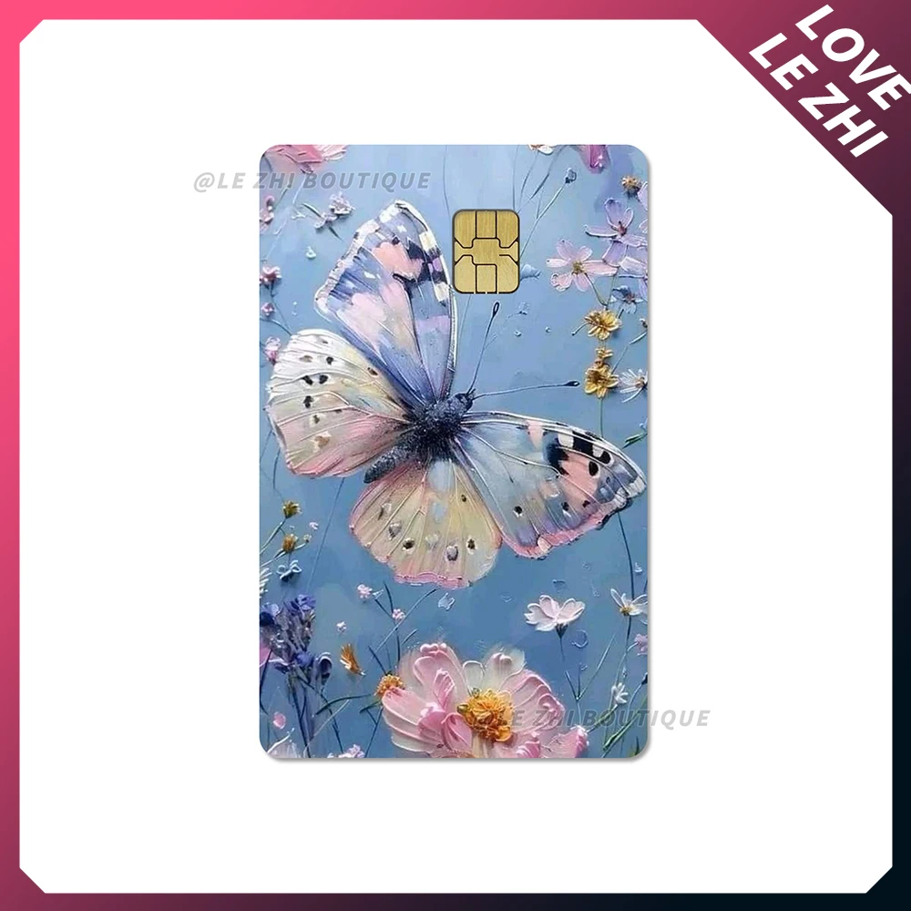 Autocollant de peau de carte de crédit papillon de rêve, autocollant de carte bancaire à fleurs colorées, carte d'accès de Bus et de métro, autocollant cadeau d'anniversaire