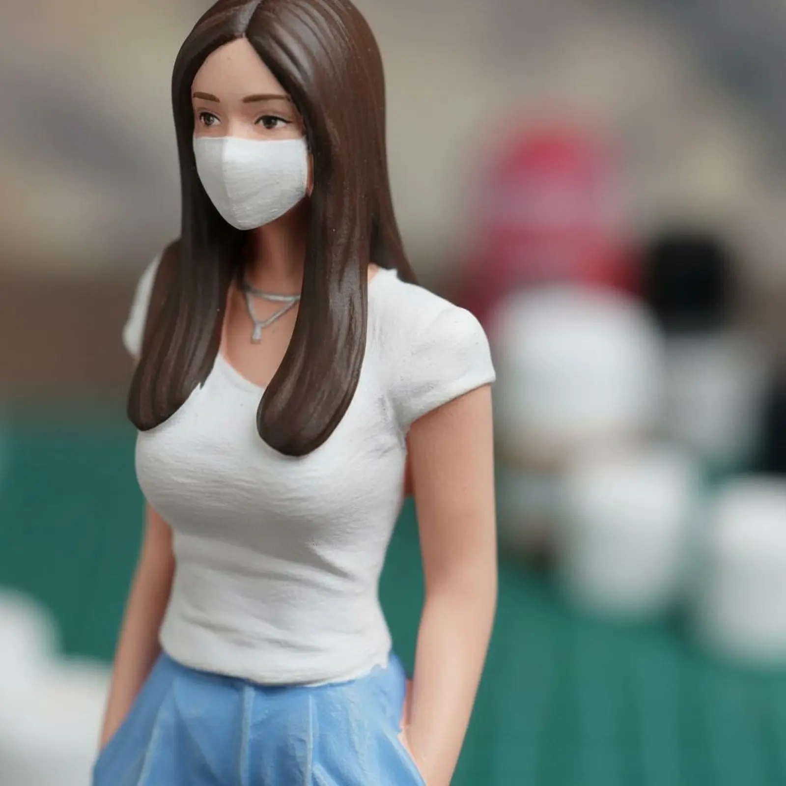

1/18 Scale Female Model High Intricacy Miniature Female Figurine Modern Girl Miniature Resin Material Scene Display Accessory