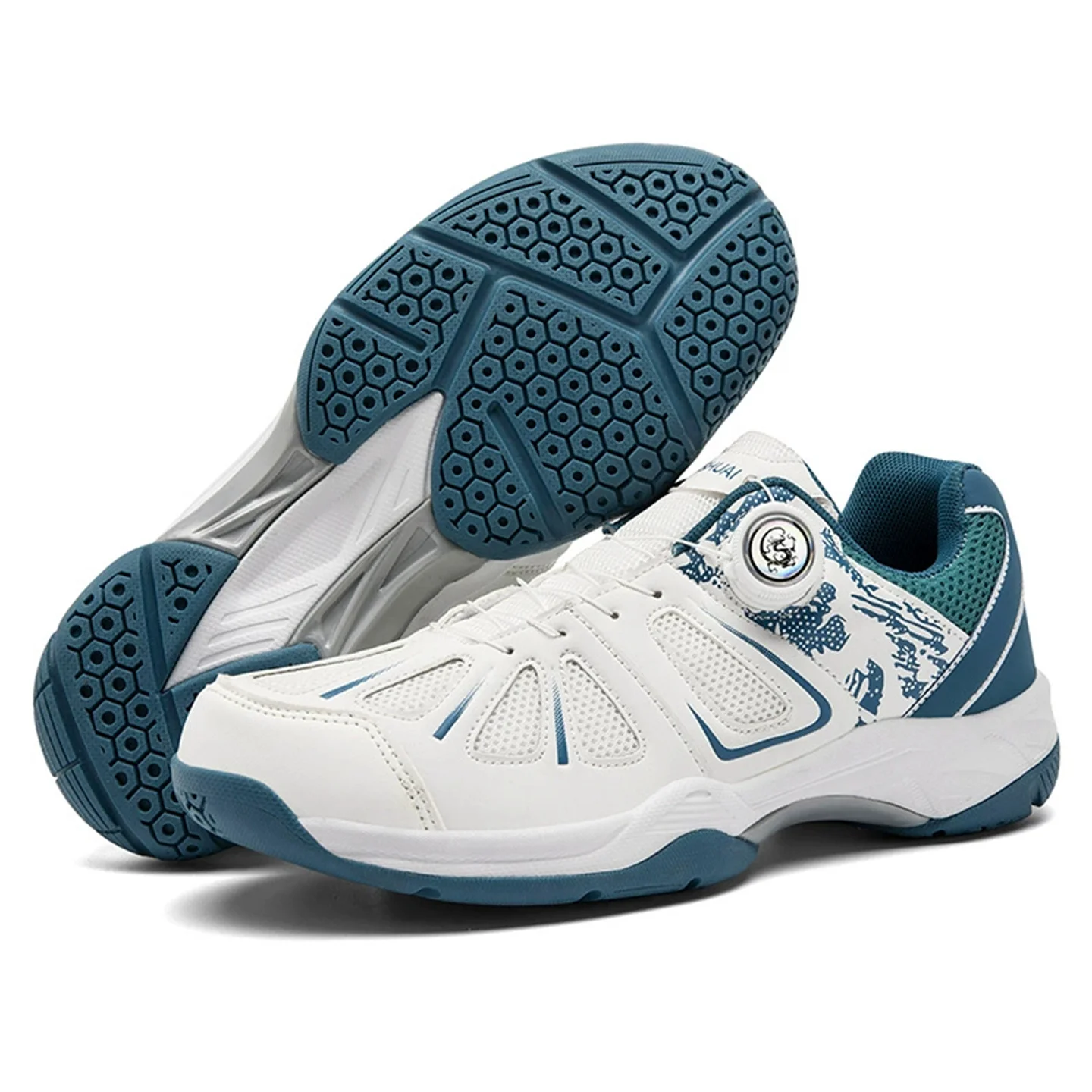 Men's Tennis/Badminton/Pickleball Shoes - Rotation Buckle Lace-Free Design, Light-Elastic Cushion Sole, Training Sneakers