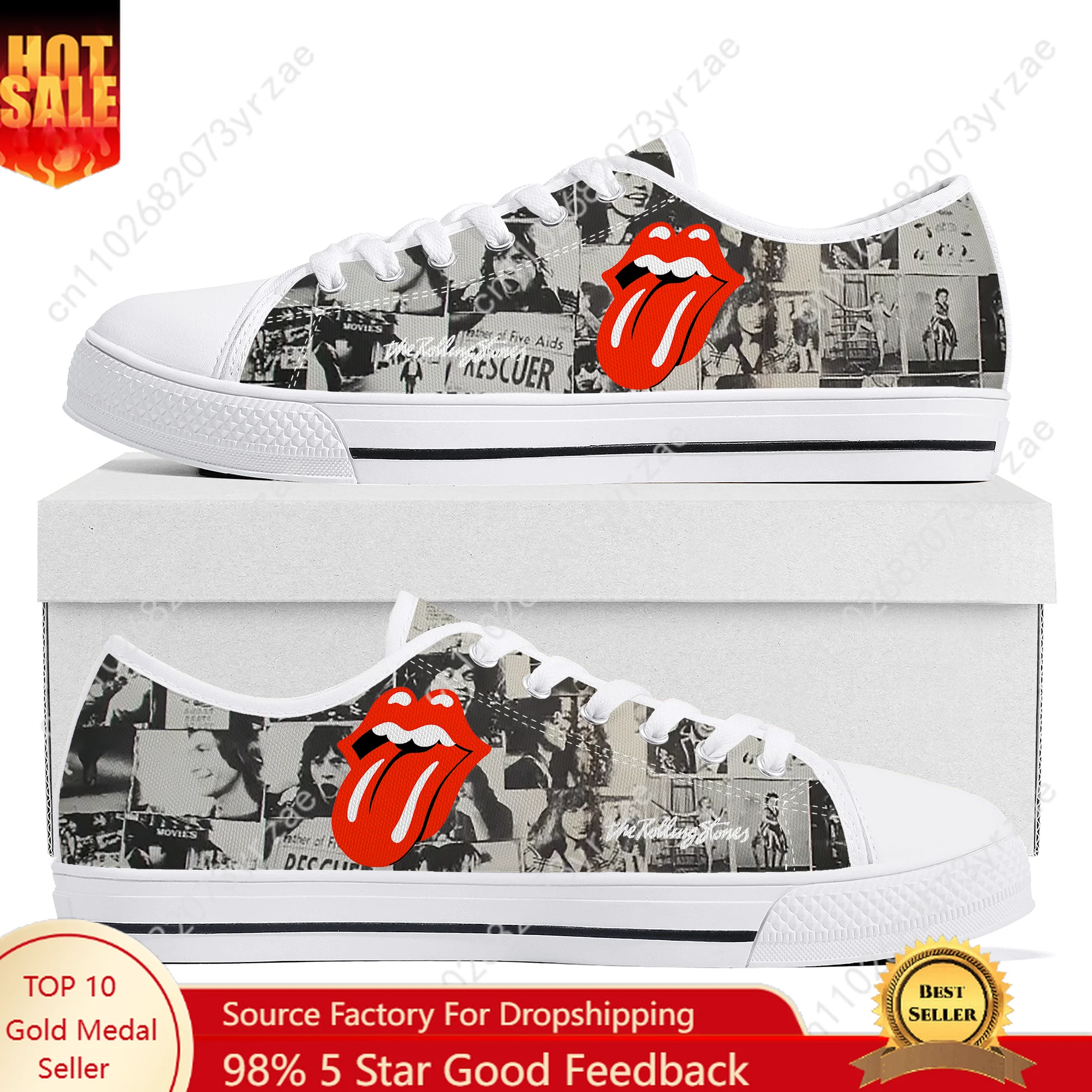

The Rolling Stones Low Top High Quality Sneakers Mens Womens Teenager Canvas Sneaker Casual Shoes Fashion Patterns Custom Shoes