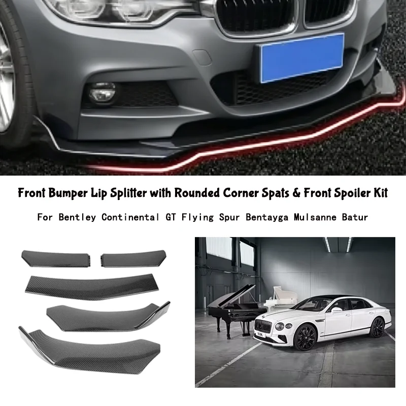 5-Segment Adjustable Front Bumper Lip Splitter Body Kit For Bentley Continental GT Flying Spur Bentayga Mulsanne Batur