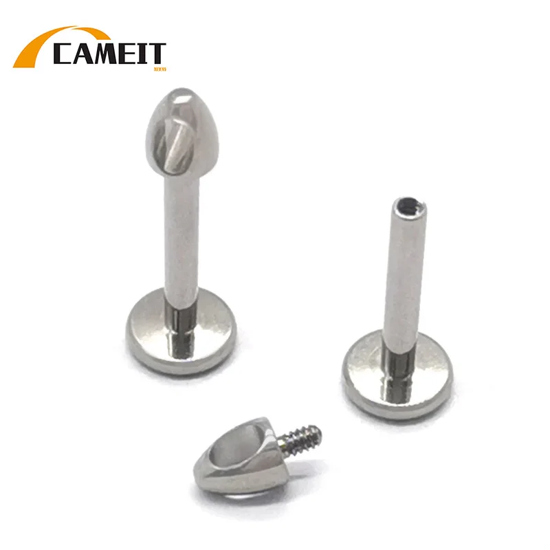 G23 Titanium Flat Back Internal Thread Labret Stud Tragus Cartilage Helix Lip Piercing Hypoallergenic Body Jewelry