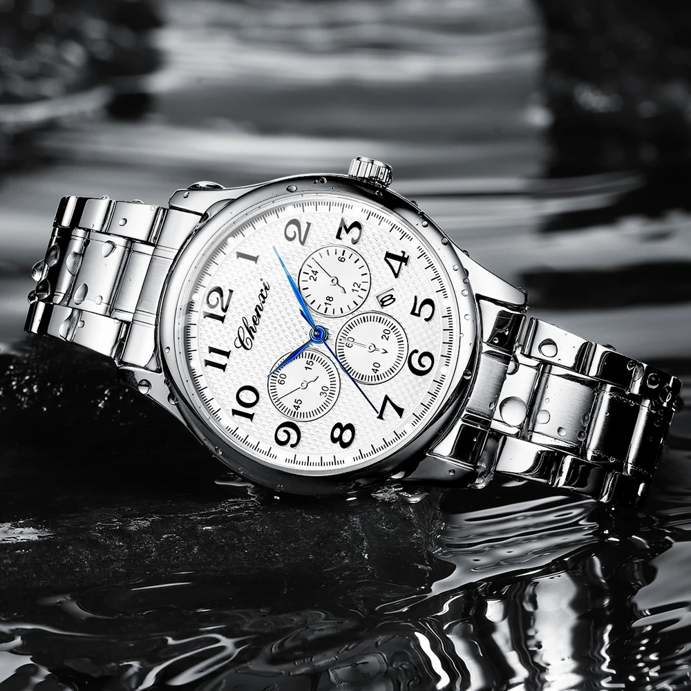 CHENXI Original Watches for Men Stainless Steel Military Sports Waterproof Man Clock Shockproof Quartz Calendar Male Wristwatch