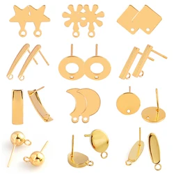 20pcs 316L Stainless Steel Earrings Base Geometric Polygonal Stud Earrings Posts For DIY Jewelry Making Findings Accessories