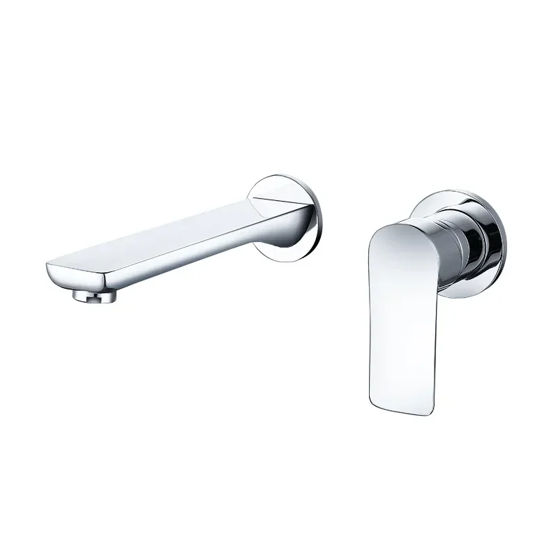 Keran wastafel tembaga hitam tersembunyi di dinding, untuk hotel dan rumah.