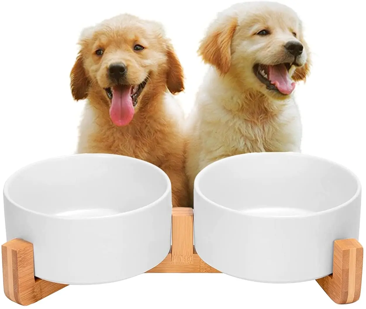 400ml 800ml Ceramic Single and Double Cat Dog Feeder, Non-Slip Bamboo Stand, Small Medium and Large, 5 Colors, Edipets