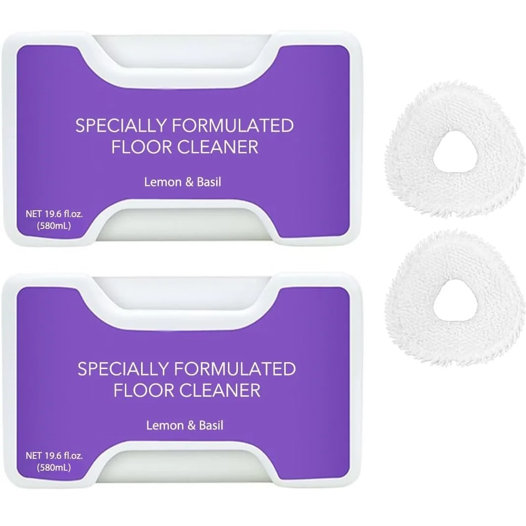 

2-Pack Floor Cleaning Solution Compatible with Narwal Freo Z Ultra Robot Vacuum 580mL, with 2 Mop Pads Vacuum Accessories