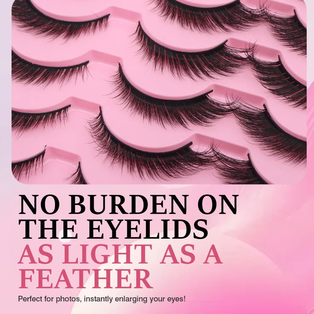 3/10 Paar 3D-Katzenaugen-Wimpern, natürliche lange falsche Wimpern mit geflügelten Enden, gefälschte Manga-Wimpern, Wimpernverlängerungen, Frauen-Make-up-Werkzeug