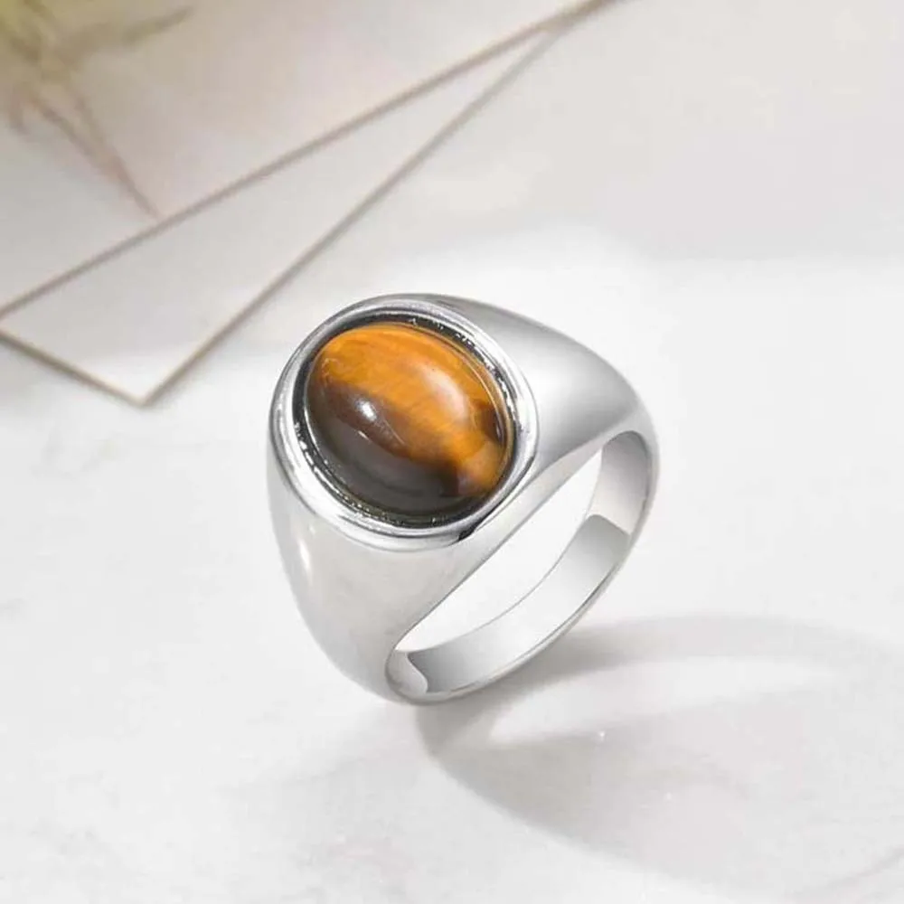 القوطية الشرير الصخرة الفولاذ المقاوم للصدأ حجر العين خاتم حساسة الصقيل الدائري العصرية مبالغ فيها البيضاوي البنصر هدايا الحفلات