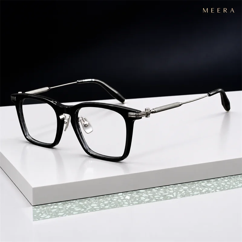 AKX-400 Men's Business Square Browline Eyeglasses Frames Anti-Blue Reading Glasses Myopia Hyperopia Customizable Prescription