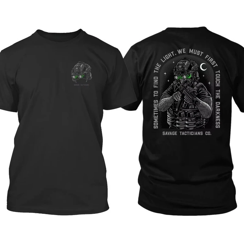 2026 New Family Matching Graphic Tee Tactical Night Operator Helmet Dual‑Print Inspirational Text Parent‑Child T‑Shirt