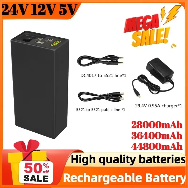 High Quality 24V 12V 5V 28000mAh-44800mAh Li-ion Battery for Portable Outdoor UPS Router/monitor/cellphone/LED Lights Power