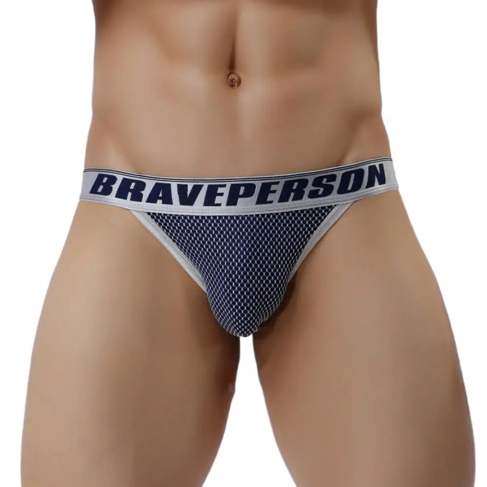 BRAVE PERSON Brand Male Underwear Briefs for Men Sexy High Fork Low-waist Underpants Nylon Jacquard Underwear Briefs