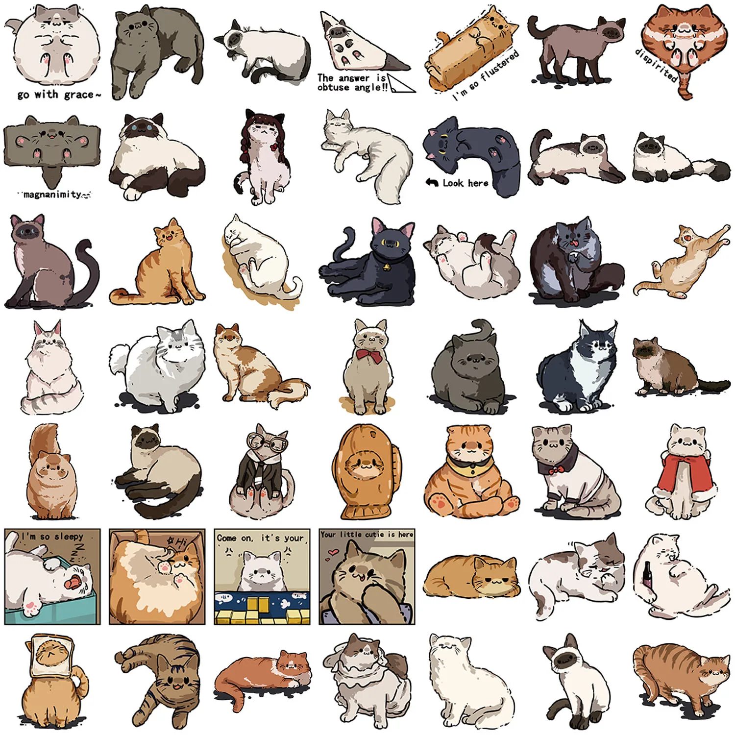 50pcs Encountering Kitten Stickers suitablefor Notebook computer Luggage  Refrigerator skate boards phone cases sticker