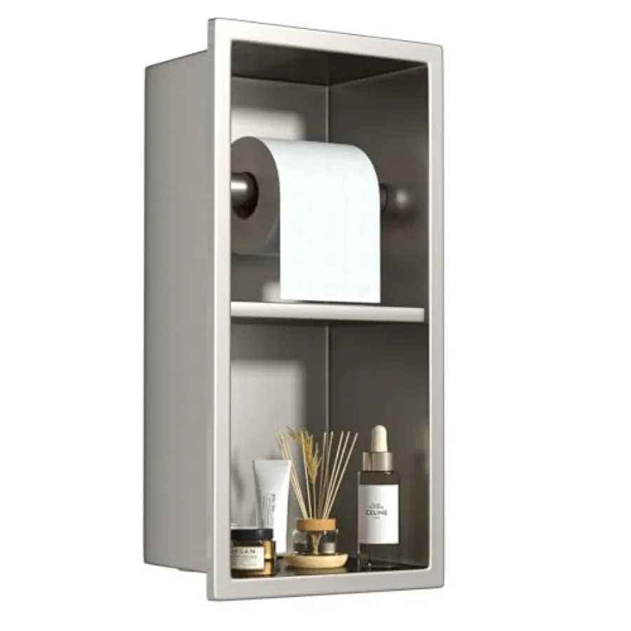 

Recessed Toilet Paper Holder Stainless Steel Tissue Roll Holder Wall Mount for Bathroom Space Saving Design in Wall Toilet Pape