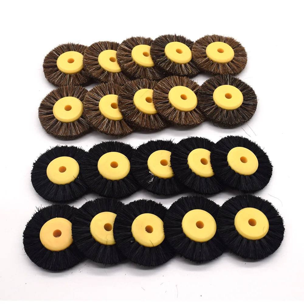 12PCS 55MM Polishing Brush Black Brown Bristle Buffing Abrasive Brush with Yellow Plastic Center Jewelry Tools