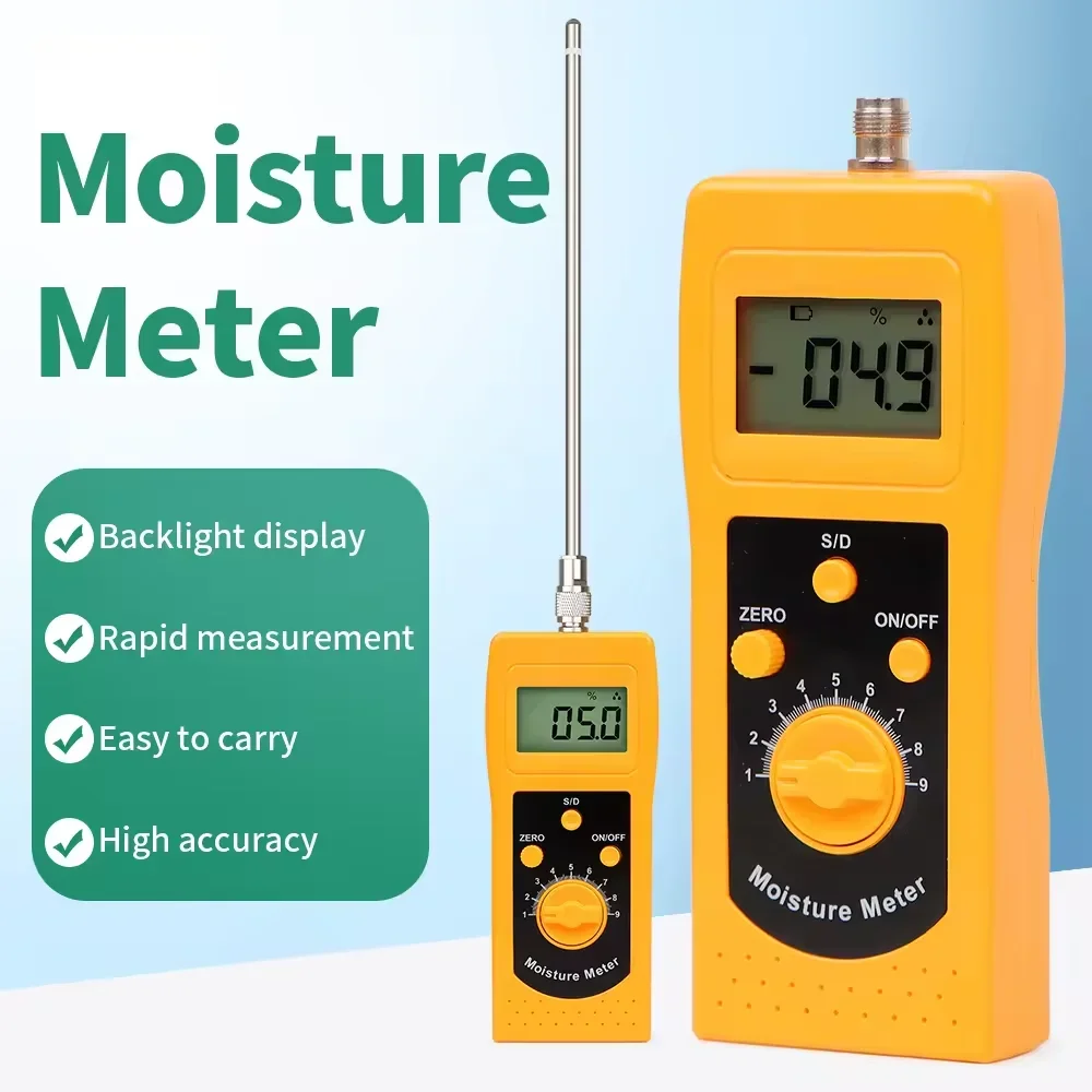 Digital DM300 Series Moisture Meter Testing 0~90% Soil  Coal Powder, Silver Sand Humidity Moisture Meter With Backlight