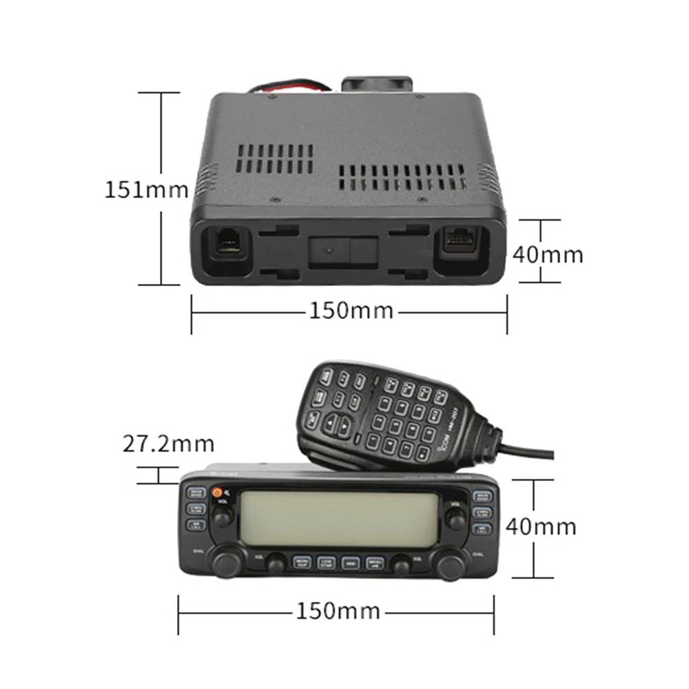 Walkie Talkies para coche IC-2730A, transceptor de doble banda desmontable, estación de vehículo de alta potencia, Walkie Talkie analógico de