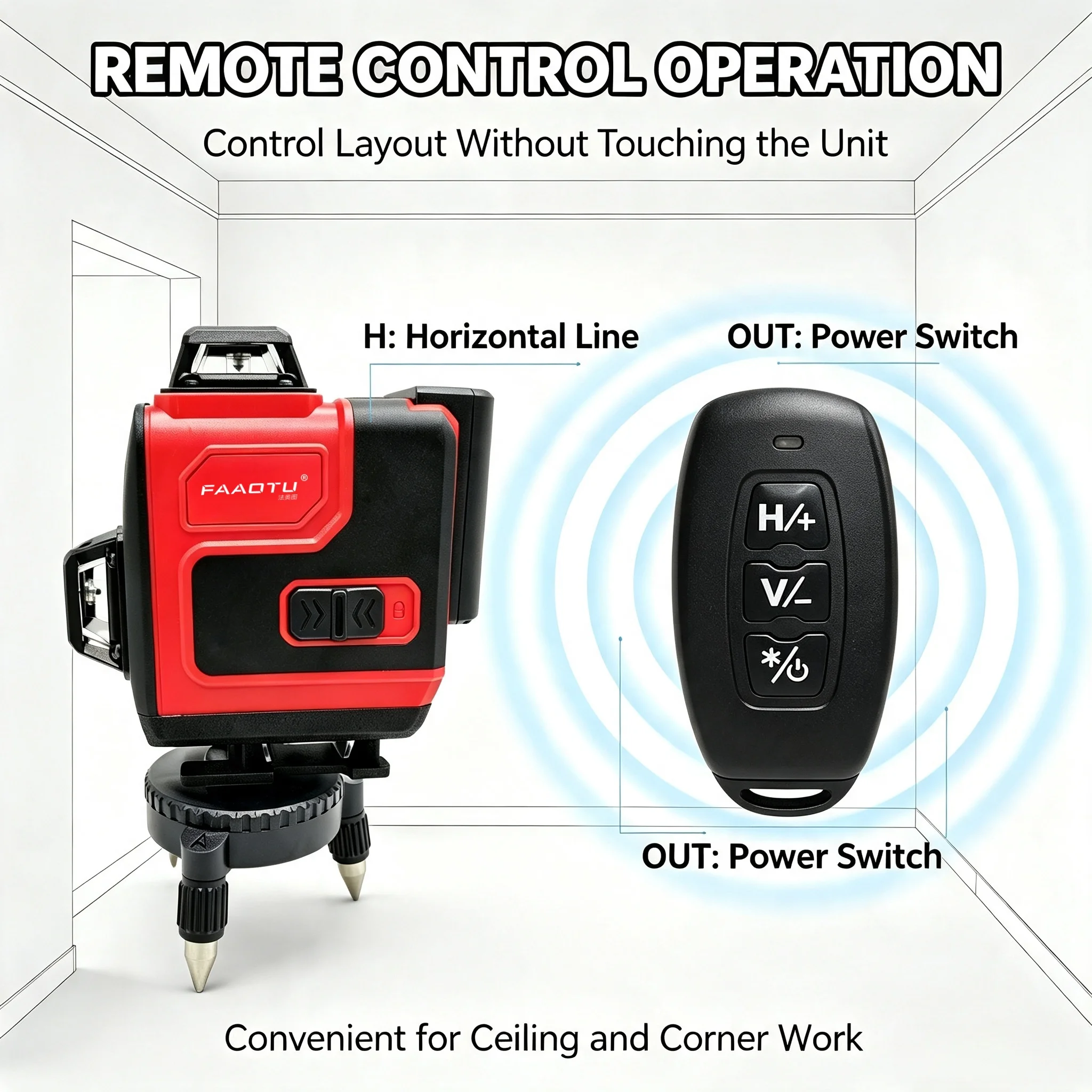 FAAOTU Multi Line Laser Level 3D Full Coverage Self Balancing Layout Instrument For Renovation Wall Ground Marking