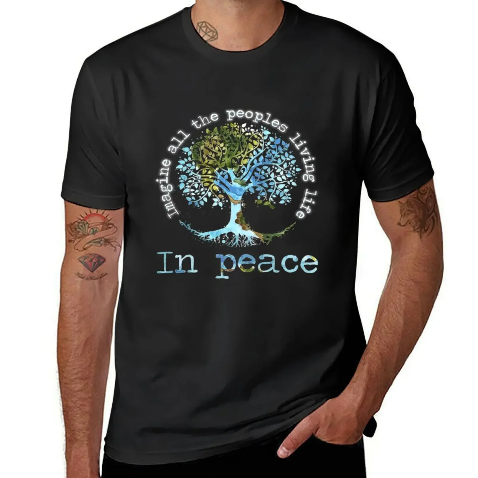 All The People Imagine Living Life In Peace T-Shirt custom t shirt basketball graphic tees anime figures mens graphic t-shirts