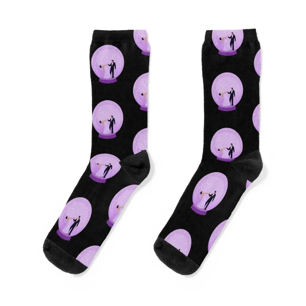 

Om and Shanti in the snow globe Socks hiphop floral men cotton high quality Men's Men Socks Luxury Brand Women's