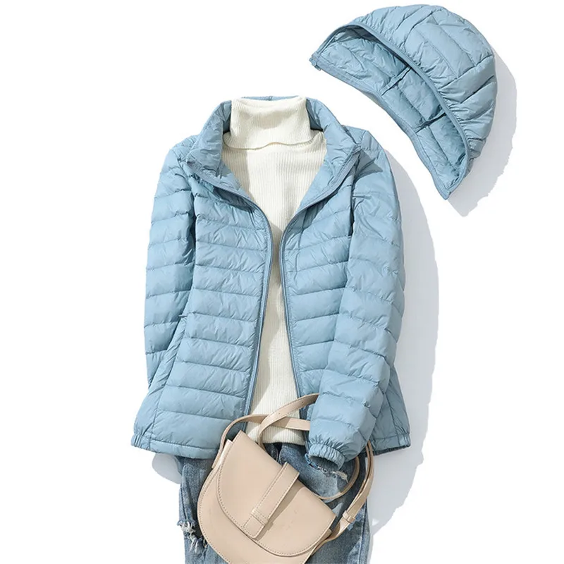 Hat Detachable Hooded Down Jacket 2025 Autumn Winter Women Ultra Light White Duck Down Coat Parkas Ladies Short Warm Outwears