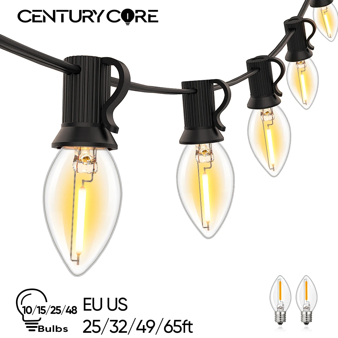 C7 Outdoor LED Lights Guirlandas, String Light, impermeável, Vintage, Jardim, Natal, Decoração de Ano Novo, 110V, 220V, UE, EUA