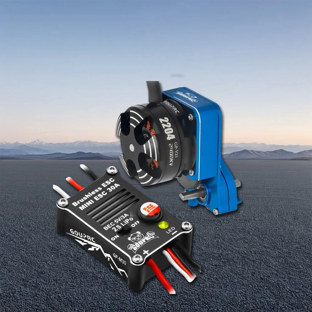 

2204 2400KV Brushless Outrunner Motor W/ Transmission & 30A Brushless ESC for 1/24 RC Crawler Axial SCX24 Upgrade