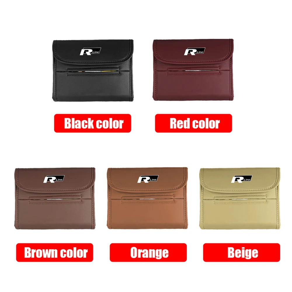 Car Tissue Box Sun Visor Seat Back Hanging Leather Storage Box Auto Accessories For Volkswagen VW Tiguan MK1 MK2 Passat Sharan