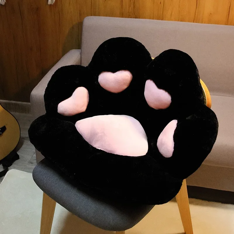 Cute Plush Cat Paw Chair Cushion Comfortable Waist Support Seat Cushion Lovely Office Chair Cushions Girlfriend Birthday Present