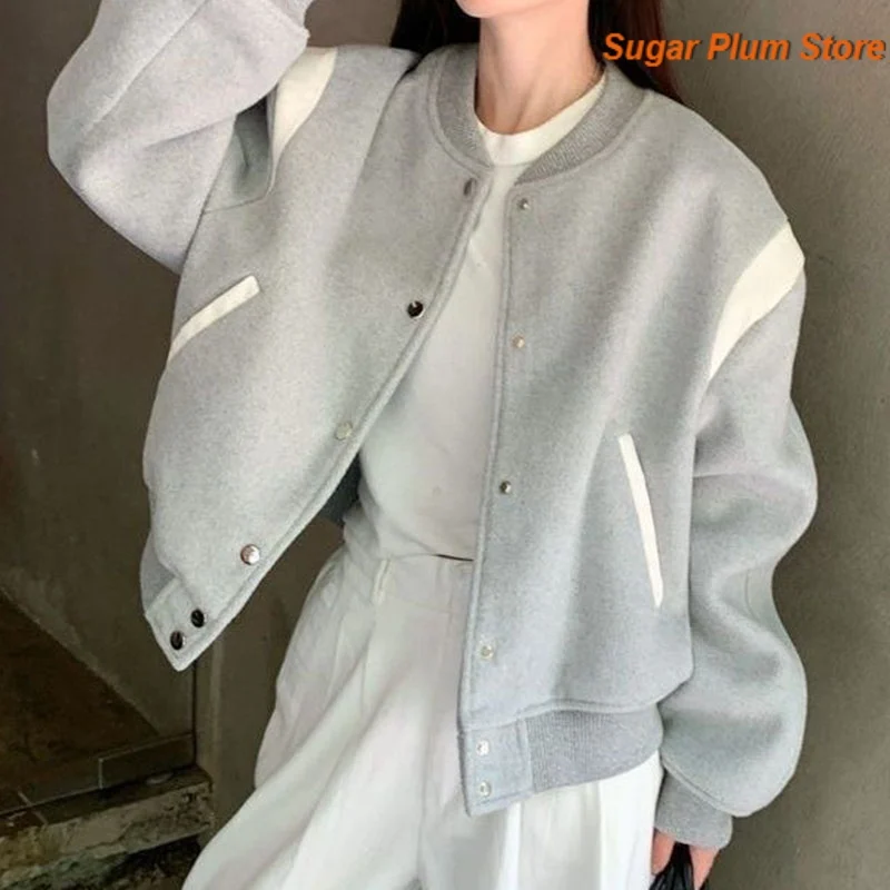 Korean Retro Women's Autumn and Winter New Short Baseball Uniform Short Loose Comfortable Leisure Trend Stitching Jacket Top.