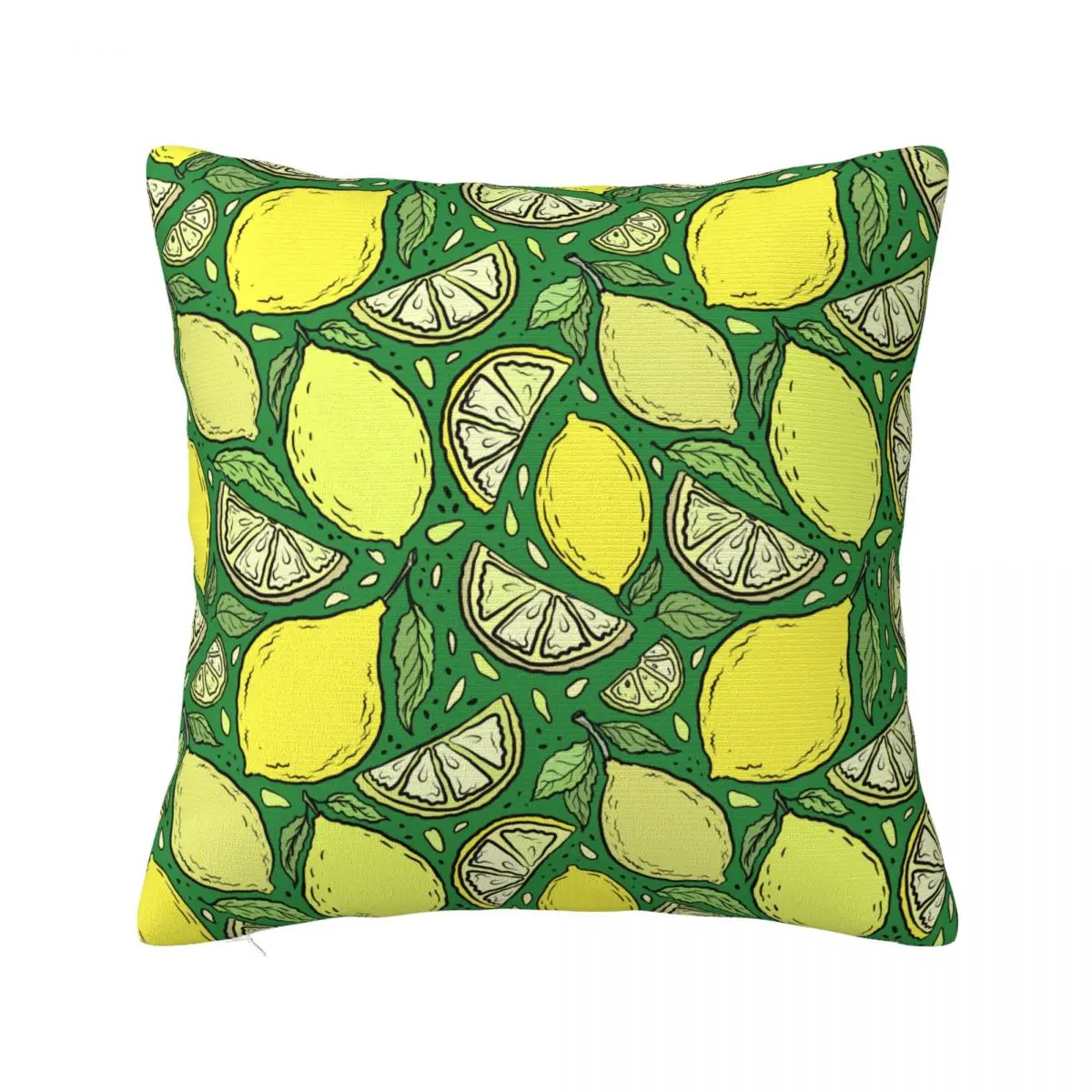 Abstract Lemons Fruits And Leaves Pillow Covers Product Printing Cushion Cover Gift Pillow Case Cover Seater Multiple Sizes