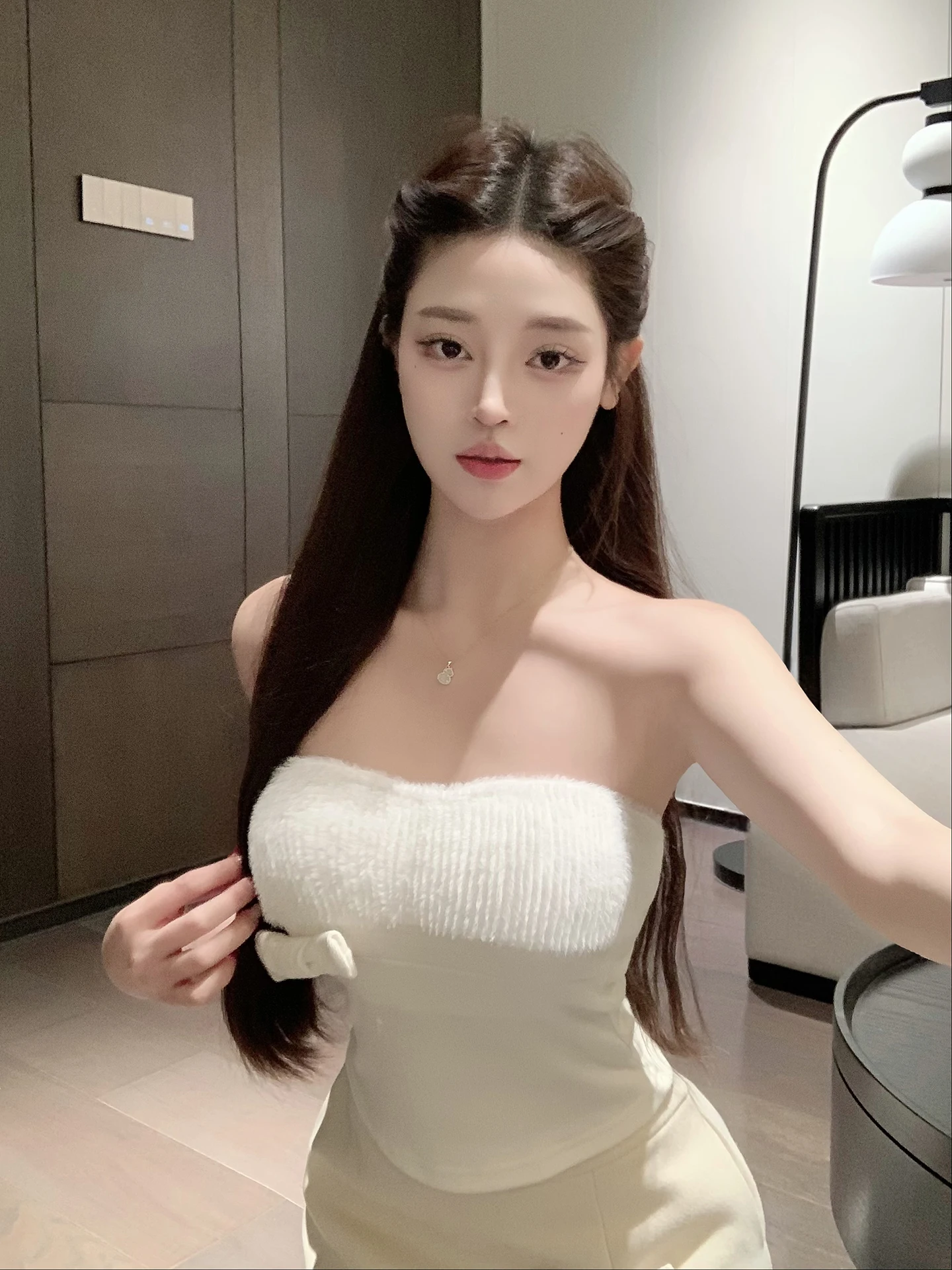 

Luna Furry Knot Top Sexy Pure Desire Inner Wear New Arrival Zipper Sle Slim Fit ort Length Color Commute