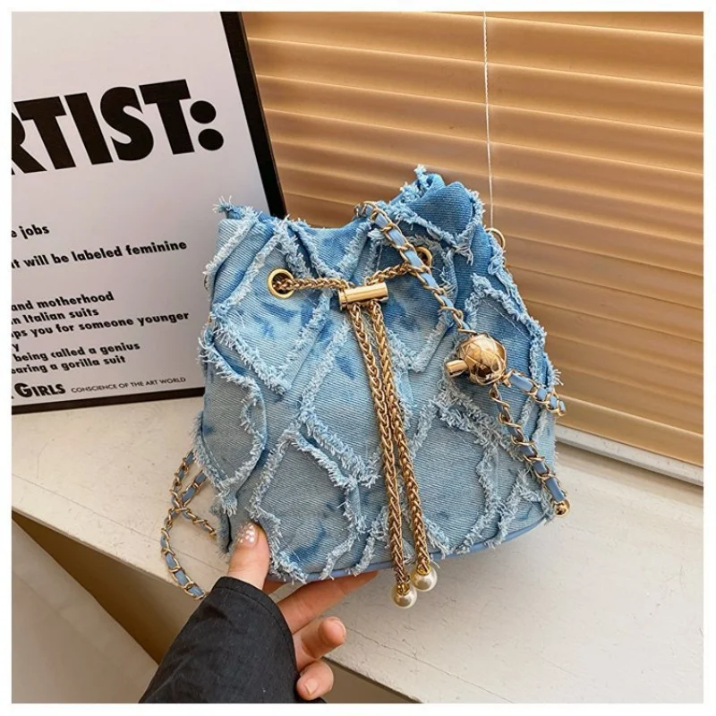 Women\'s Denim Bag Bucket Bags Handbags for Girls Luxury Designer Large Capacity Crossbody Bag New Shoulder Messenger Bag