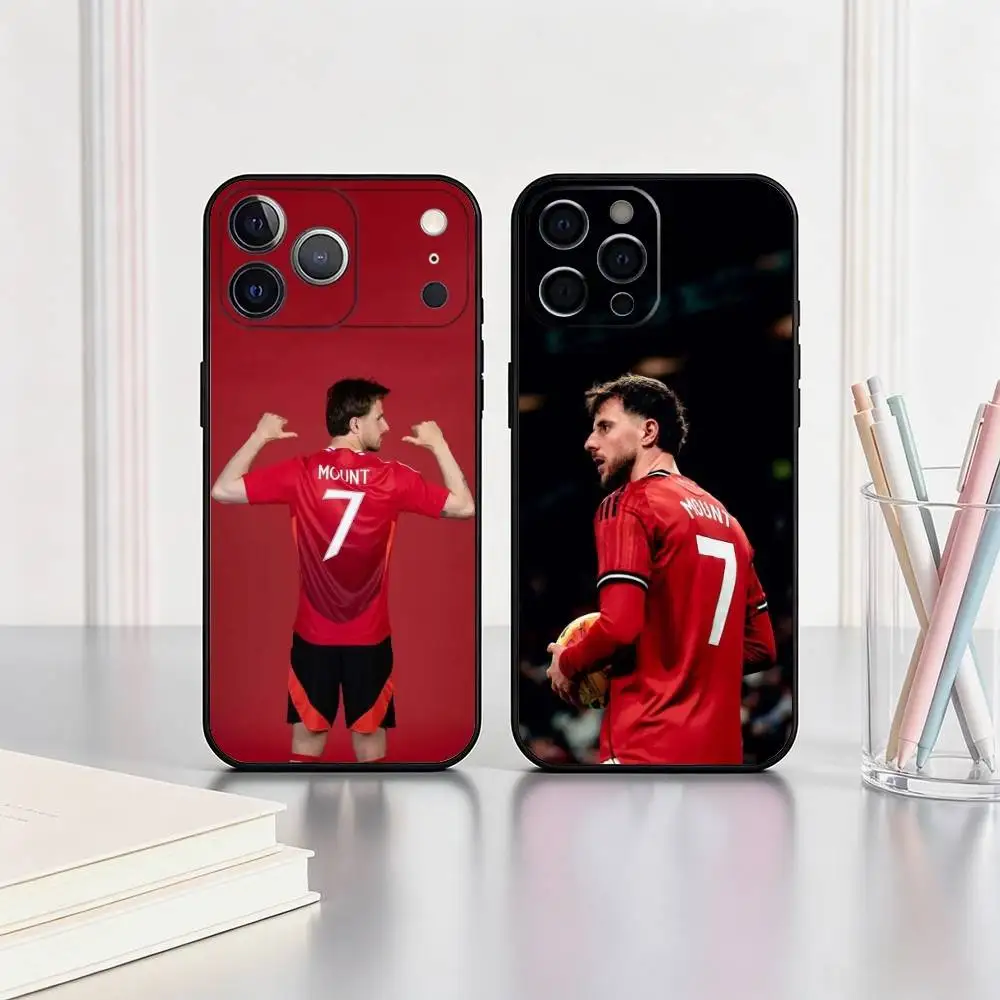 Coque de téléphone Mason Mount-T Football Star pour iPhone 17, 16, 15, 14, 13, 12, 11 Plus, Pro Max, XS, en silicone souple noir – Cadeau