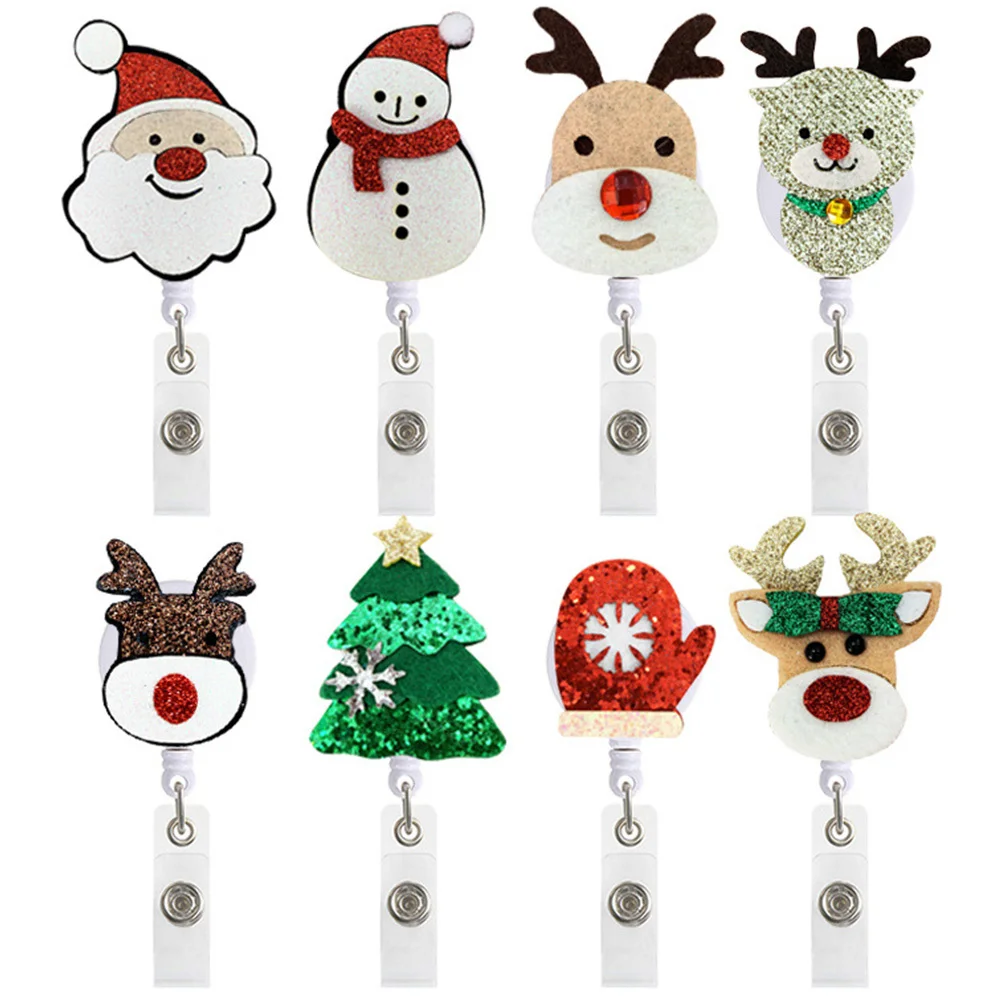 

8Pcs Nurse Badge Holder Retractable Xmas Themed Badge Reel Ideal for Nurses Teachers Medical Staff Holiday