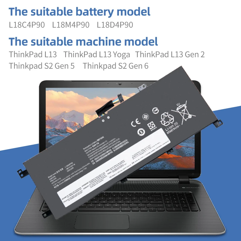 Аккумулятор SUOZHAN L18M4P90 для ноутбука Lenovo ThinkPad L13 Yoga (2019),ThinkPad L13 Yoga Gen 2 (2020),20R5,20R6,L18D4P90 L18C4P90