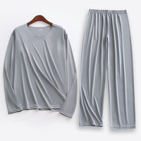 Large Size Men Ice Silk Pajamas Solid Shirt & Pants 2Pcs Pijamas Sleep Set Thin Home Clothing Sleepwear Summer Nightwear Suit
