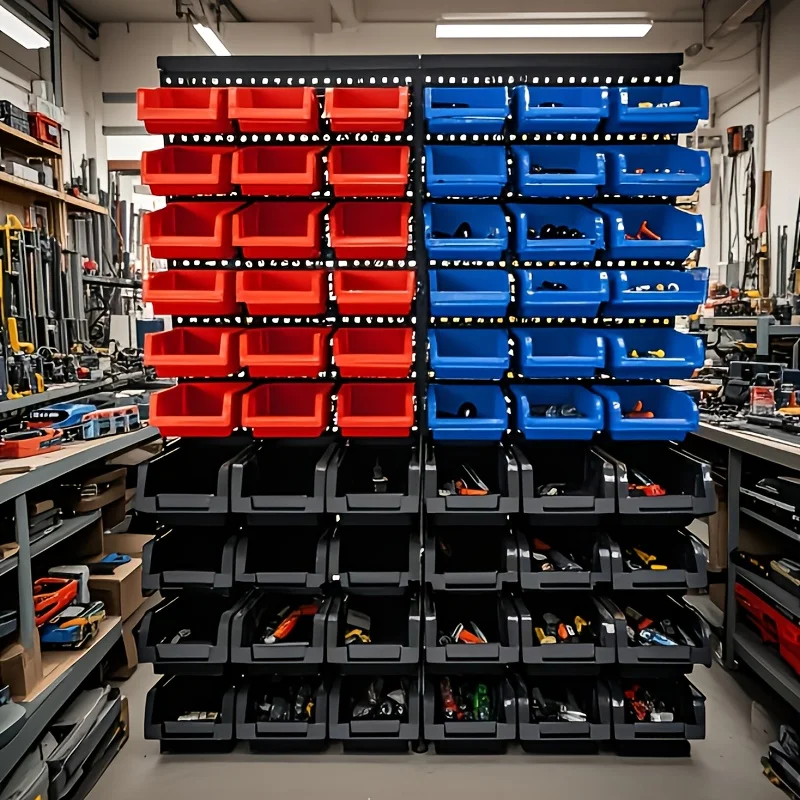 

Heavy-Duty Wall-Mounted Storage Bins for Garages, Designed to Organize Tools And Hardware Like Screws, Nuts, Bolts, Nails, And Beads. This Adjustable Rack Is Perfect for Workshops, Homes, And Projects, And Is Easy to Install