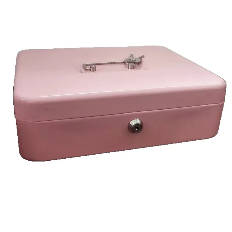 Change  Cash Box Portable Small Iron  Cash Box Insurance Storage Box Savings