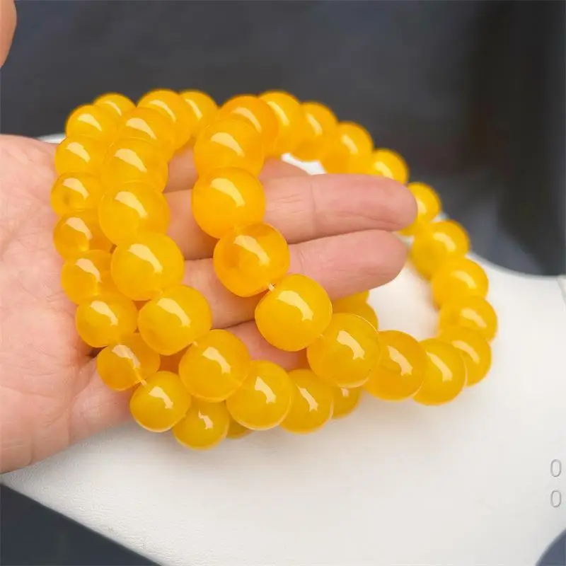 Optimized cloud honey , pure water yellow bracelet, exotic flower amber, old-style beads, barrel bead