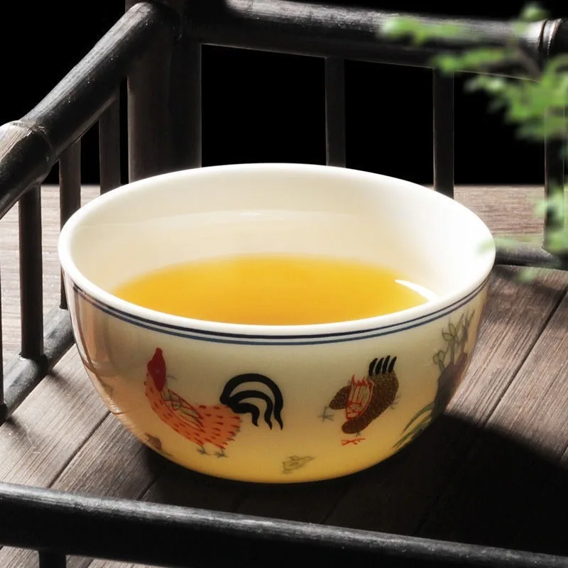 Chenghua Chicken Cup Replica - Jingdezhen Hand-Painted Doucai Tea Set with Gongfu Master Cup (Ming Dynasty Style)